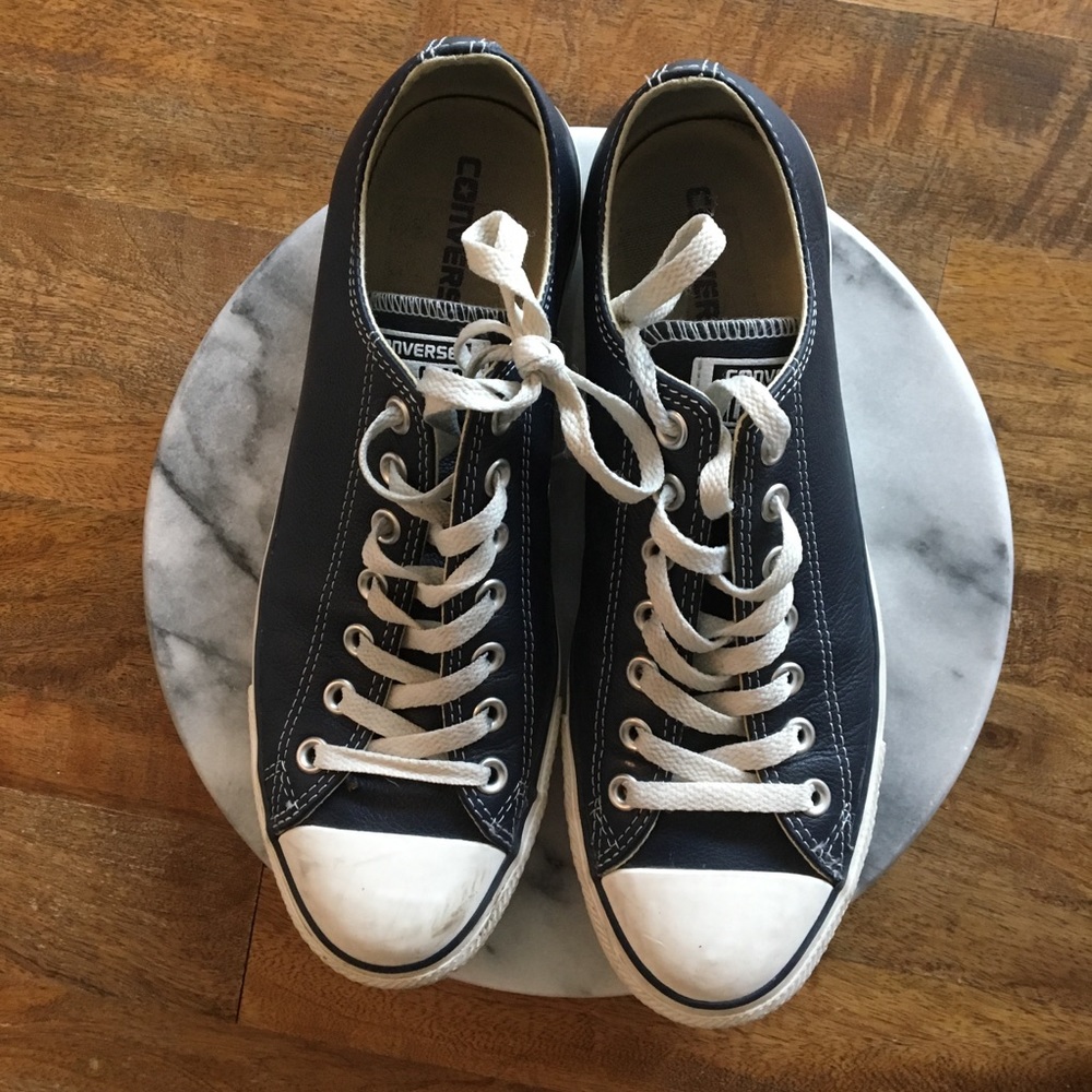 Blue Leather Converse